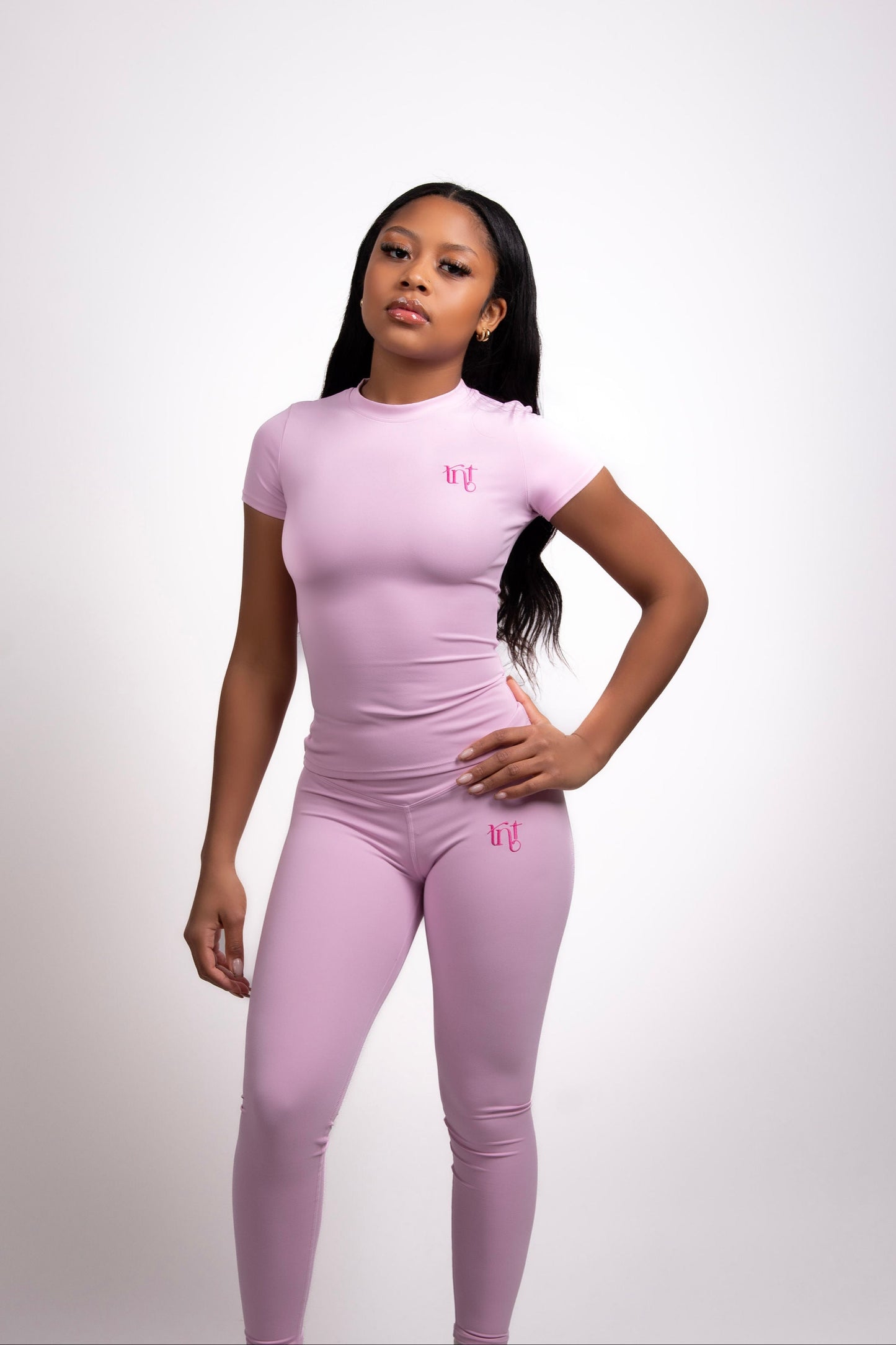 Leggings sin costuras en color rosa bebé y magenta