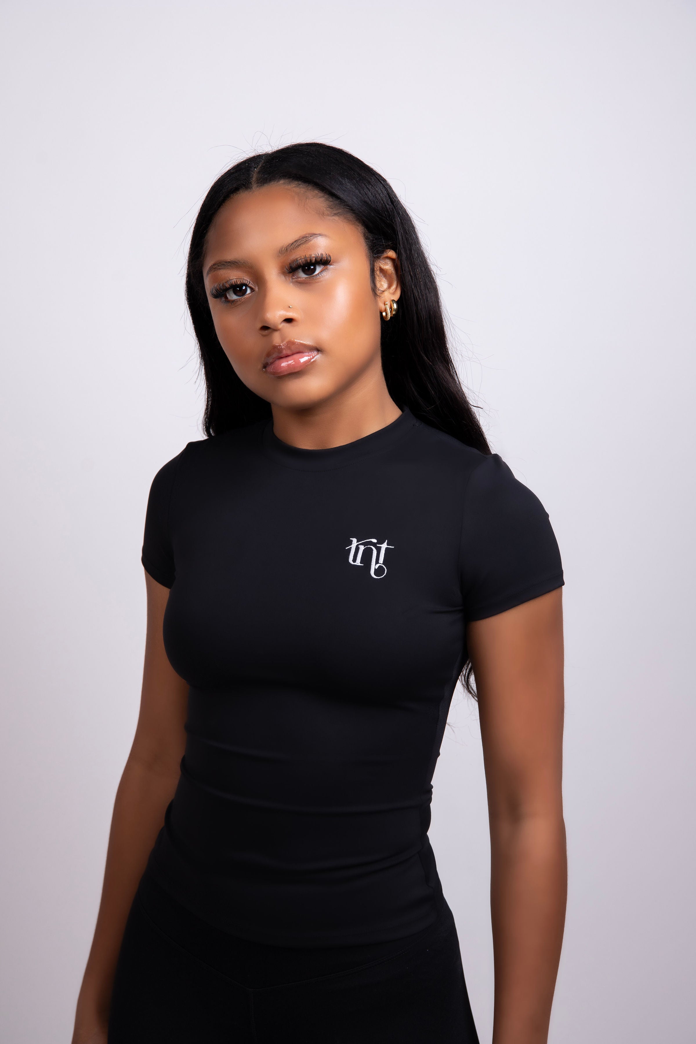 Classic Black/White Short Sleeve Compression Top