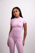 Baby Pink/Magenta Short Sleeve Compression Top