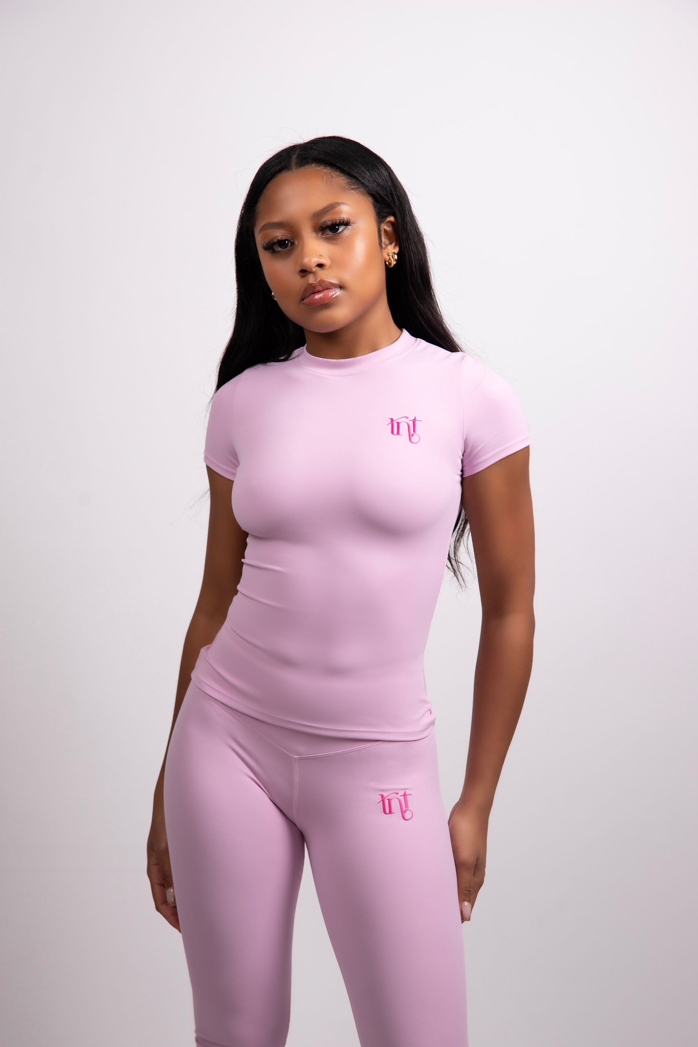 Baby Pink/Magenta Short Sleeve Compression Top