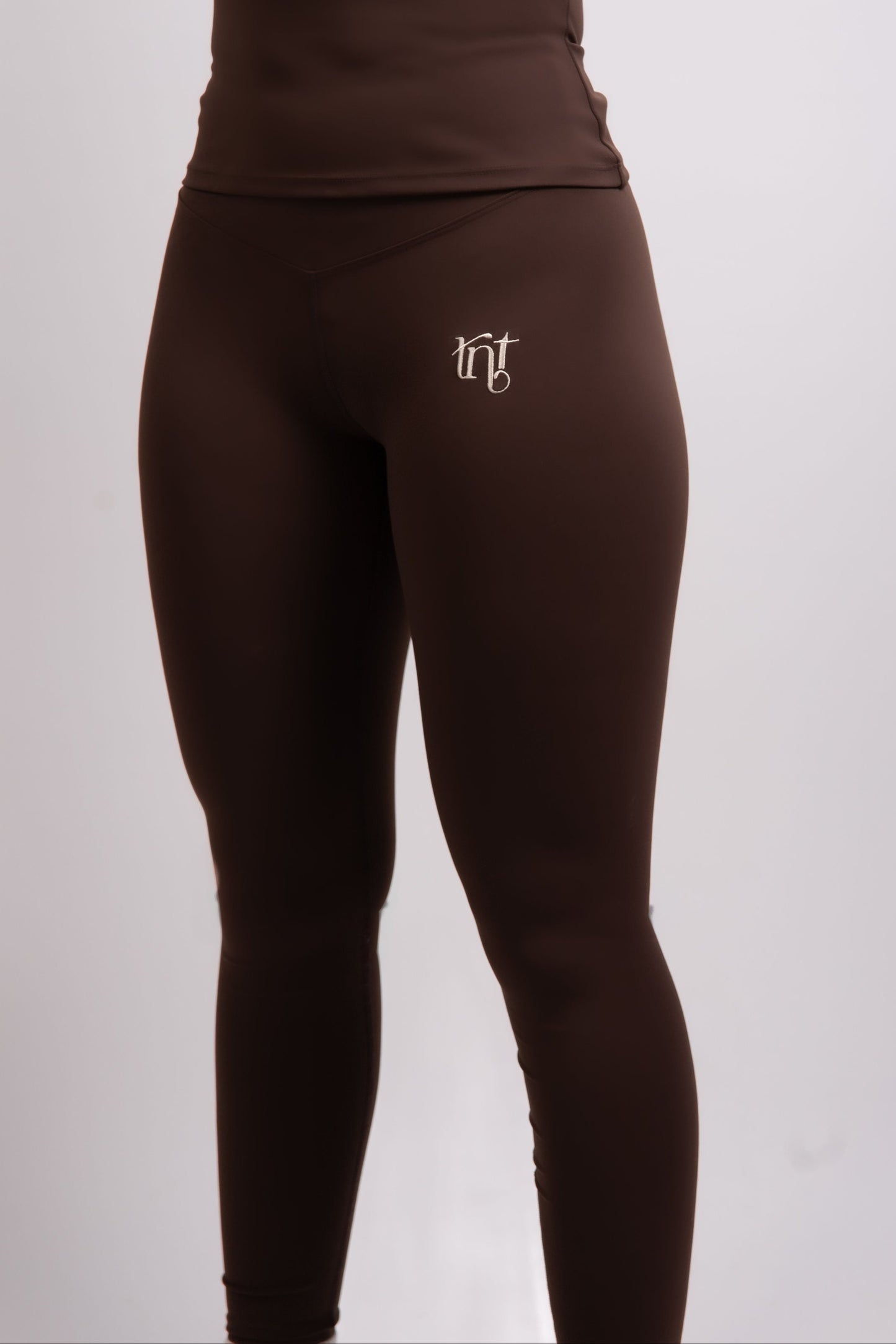Leggings sin costuras color café/crema