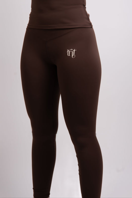 Leggings sin costuras color café/crema