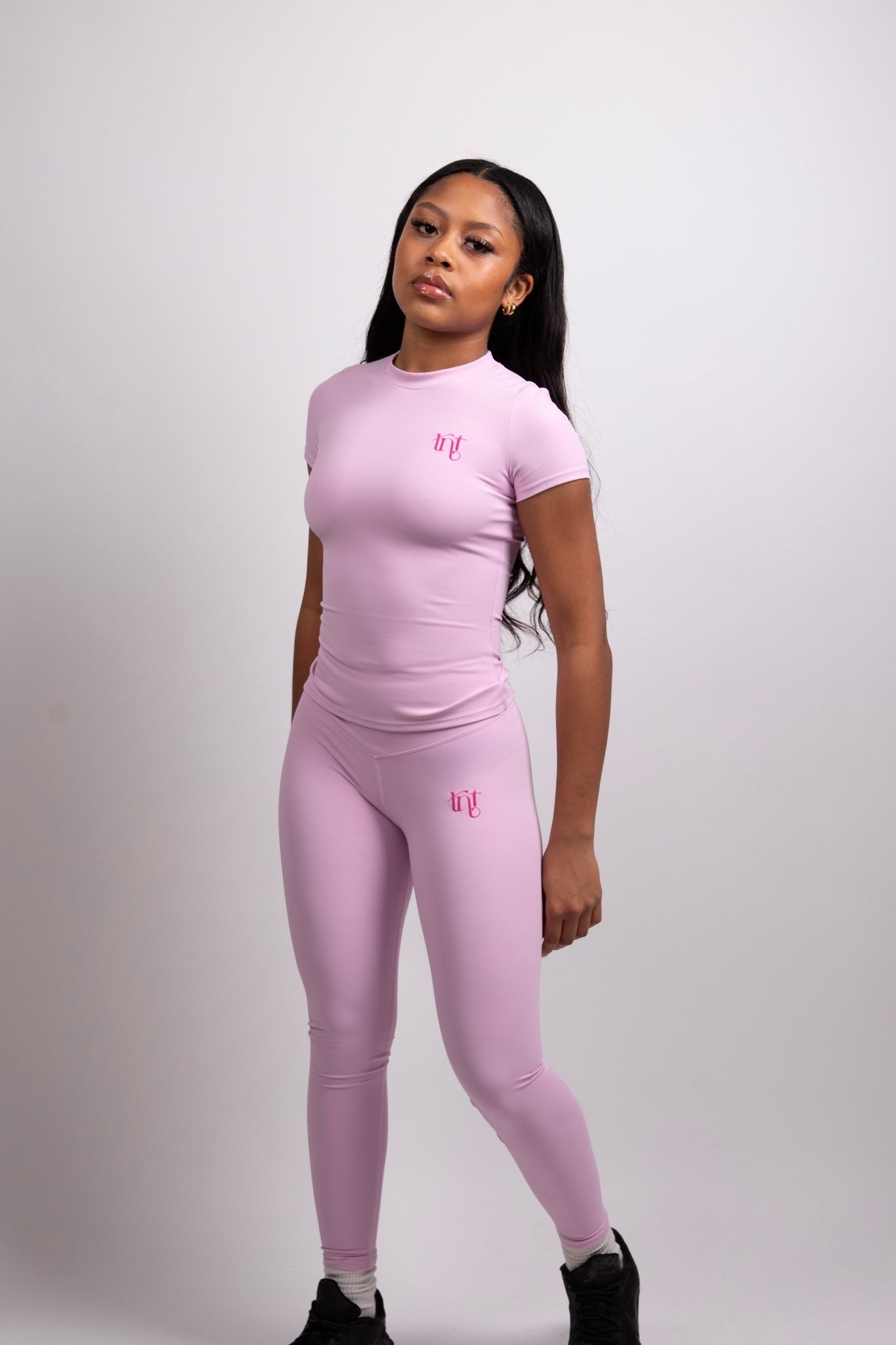 Leggings sin costuras en color rosa bebé y magenta